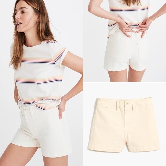 Madewell Pants - MADEWELL Emmett Beige High Rise Shorts 32